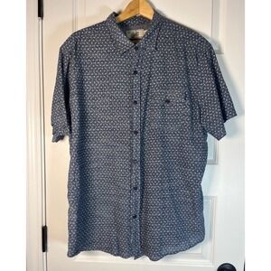 Grayers Clothiers Mens XL Blue White Geometric Diamond Cotton Button Down Shirt